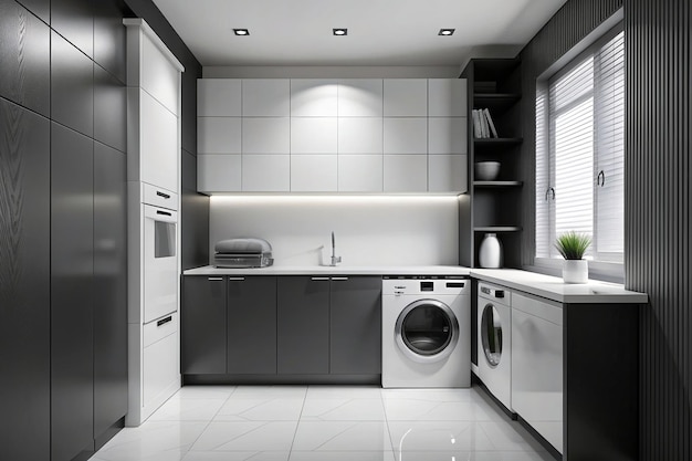 Modern minimalist laundry room