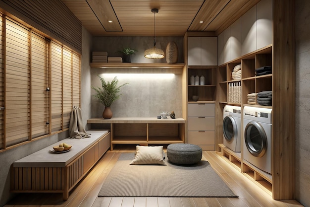 Modern minimalist laundry room