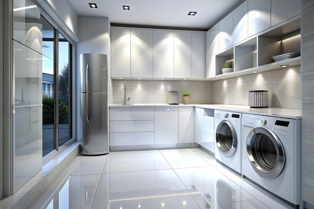 Modern minimalist laundry room