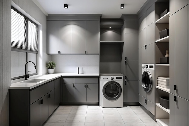 Modern minimalist laundry room