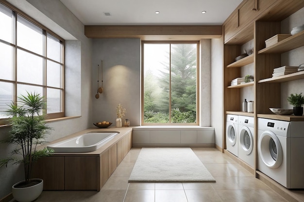 Modern minimalist laundry room