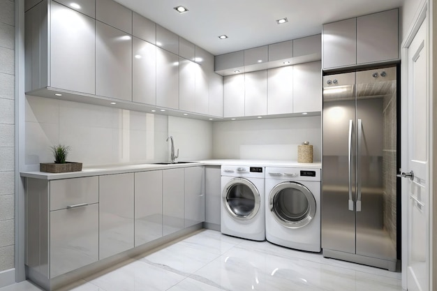 Modern minimalist laundry room