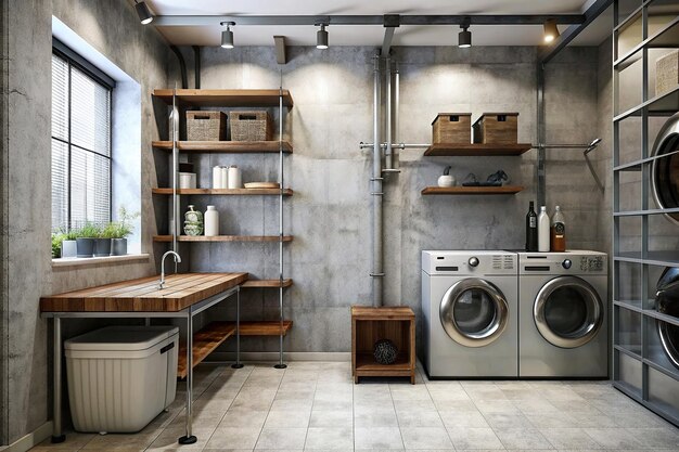 Modern minimalist laundry room