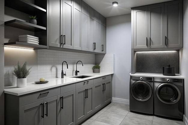 Modern minimalist laundry room