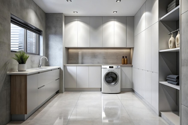 Modern minimalist laundry room