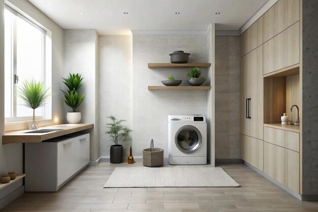 Modern minimalist laundry room