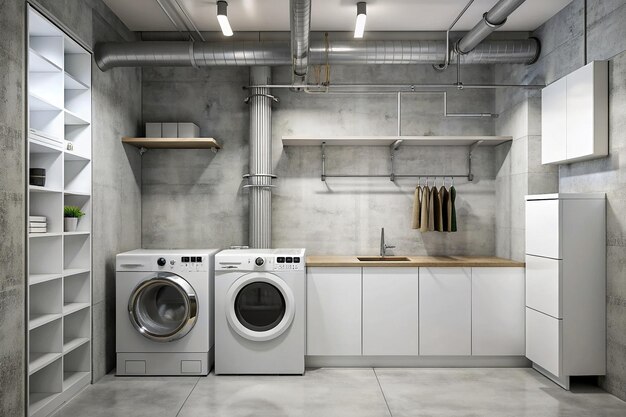 Modern minimalist laundry room