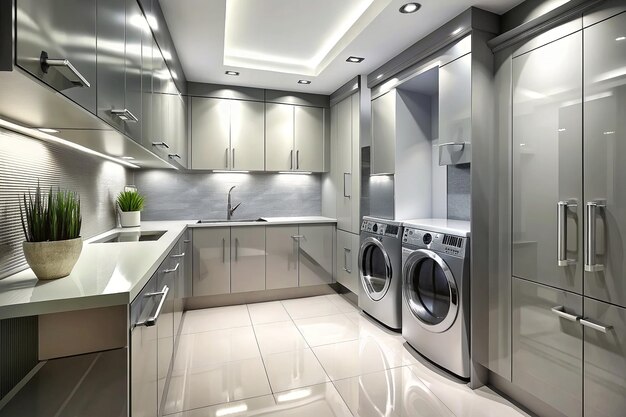 Modern minimalist laundry room