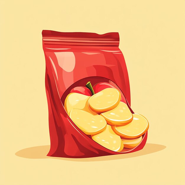 Photo modern minimalist red apple chips packaging with fresh apples