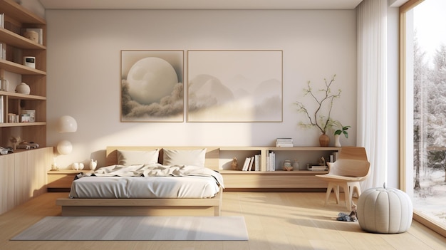 The modern minimalist style bedroom