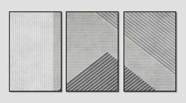 Modern minimalist style geometric art illustration a set of three pictures for hanging