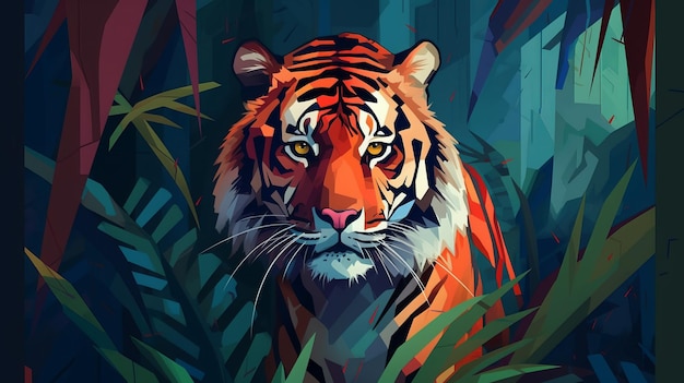 A modern and minimalist tiger