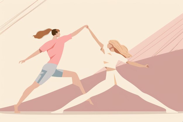 Modern Minimalist Vector Illustration of Two People Dancing in Pastel Colors