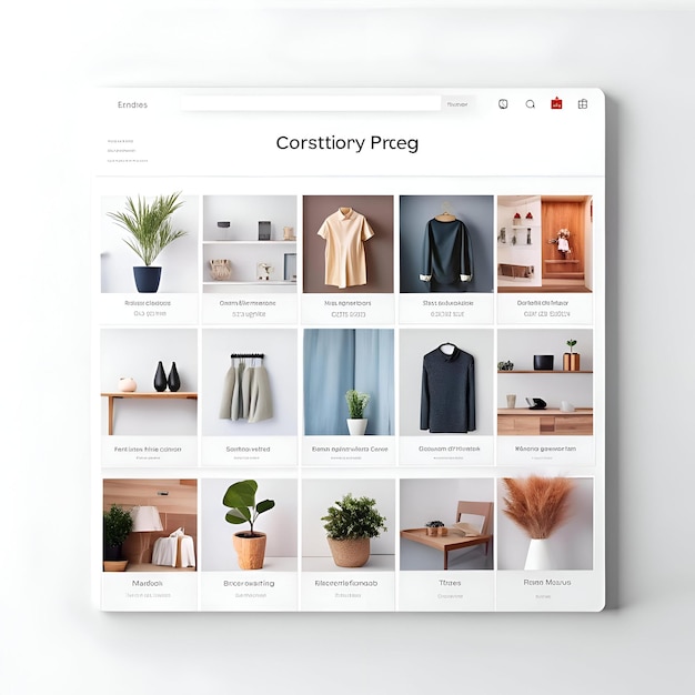 Photo a modern minimalist website design showcasing a grid of product images and text descriptions