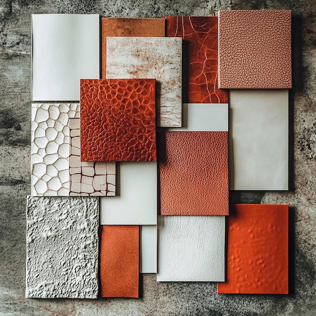 Modern Mood Board with Leather and Wood Textures