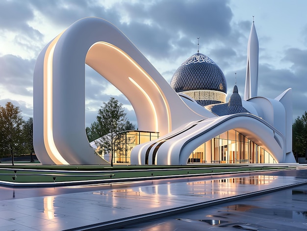 A modern mosque with a minimalist design