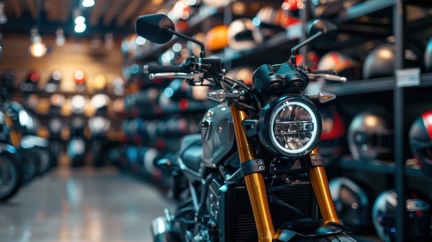 Modern Motorcycle in Showroom