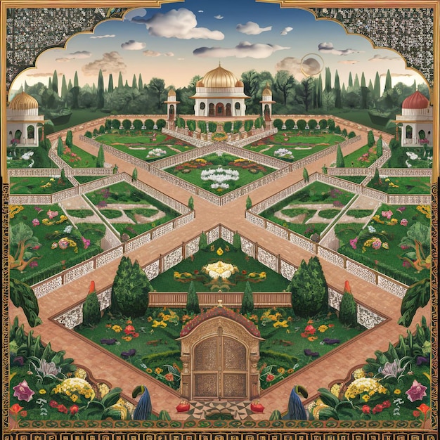 Modern Mughal Garden Design Illustration