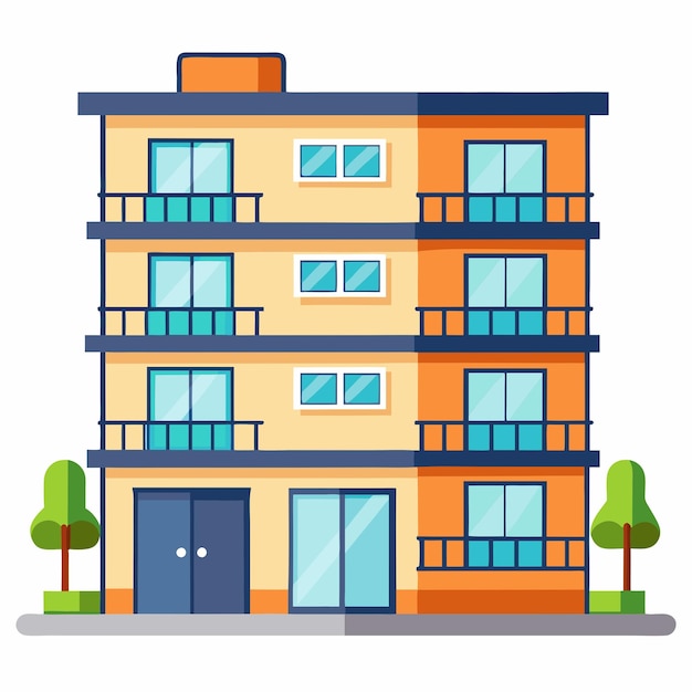 Modern MultiStory Apartment Building Illustration