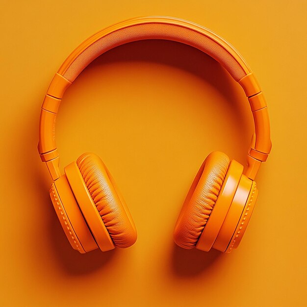 Photo modern music headphone mockup with solid background