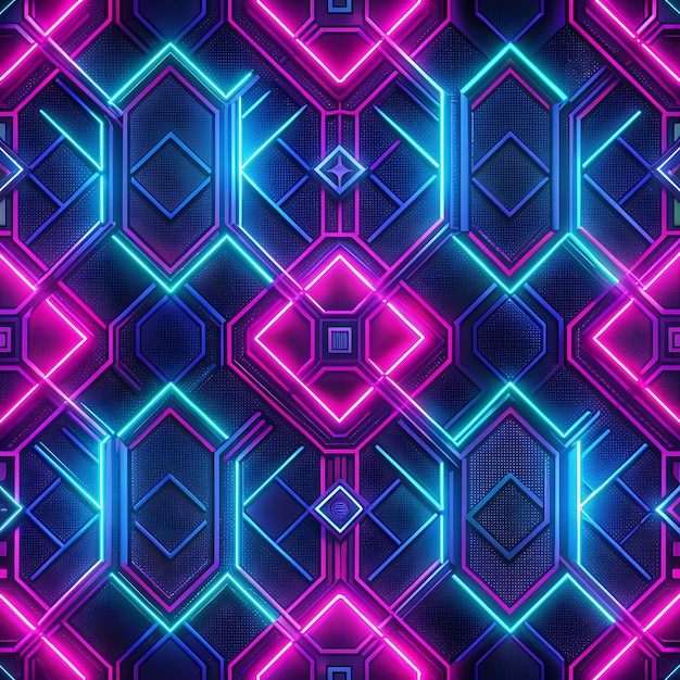 Photo modern neon seamless pattern colorful with a pattern of neon lights