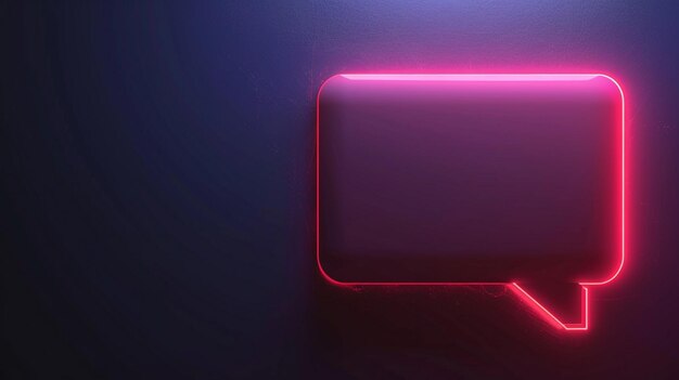 Photo modern neon speech bubble on dark background digital message alert