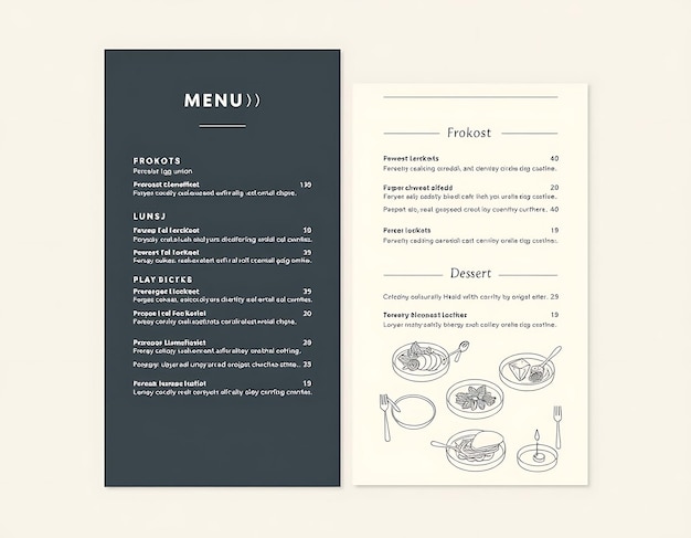 Photo modern norwegian cafe menu with clean lines and cool muted colors menu layout idea for brand design