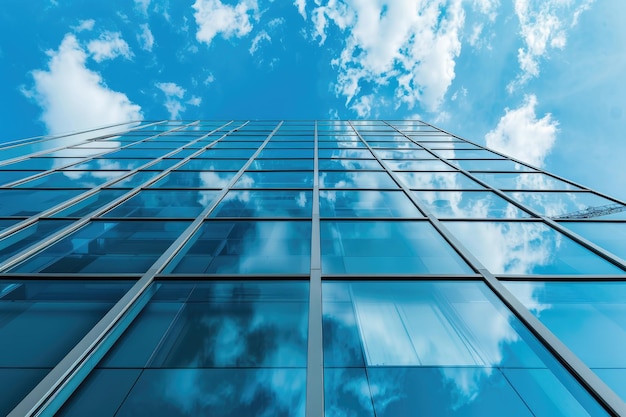 Modern office building against blue sky