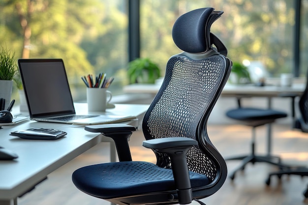 Photo modern office chair and desk setup