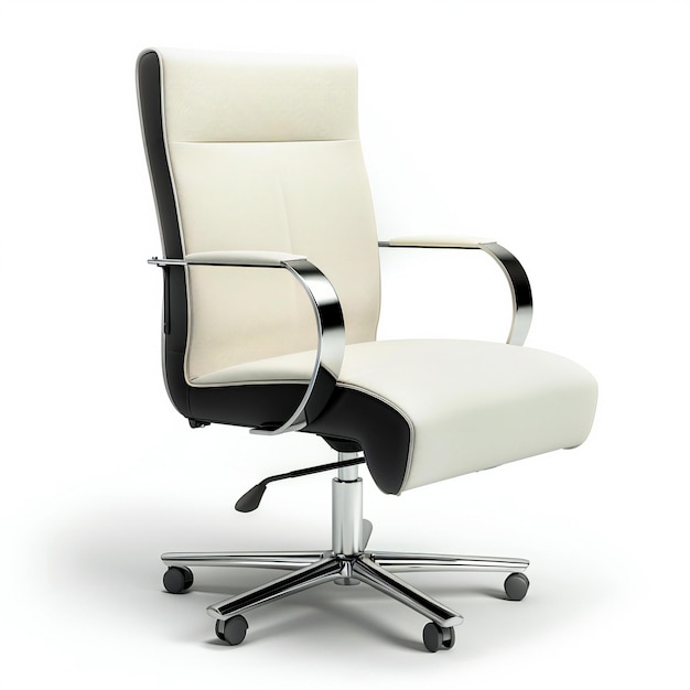 Modern office chair from white leather Isolated on white background