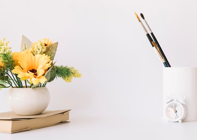 Modern office desk composition with technological device