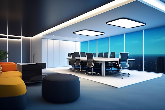 Modern office interior design 3D Rendering mock up scene