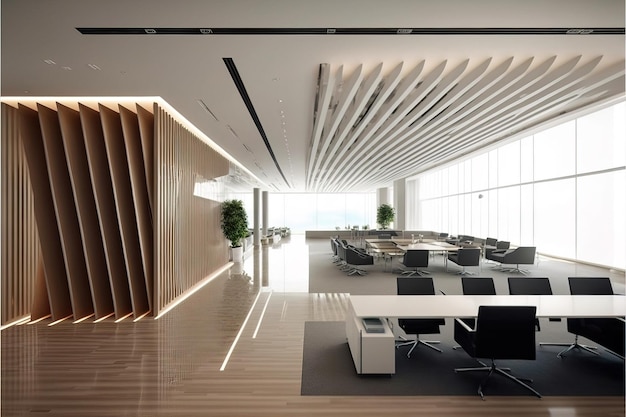 Modern office interior design open space generative ai