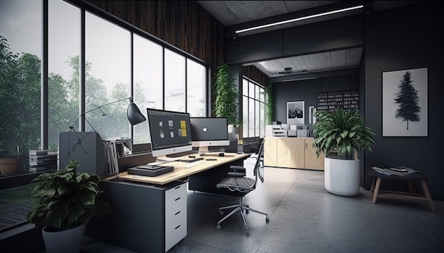 Modern office interior Generative AI