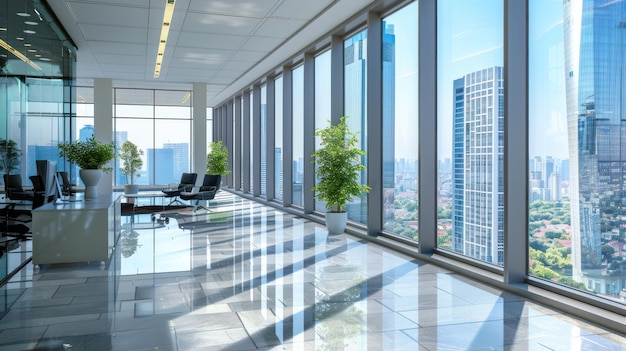 Photo modern office interior with city view