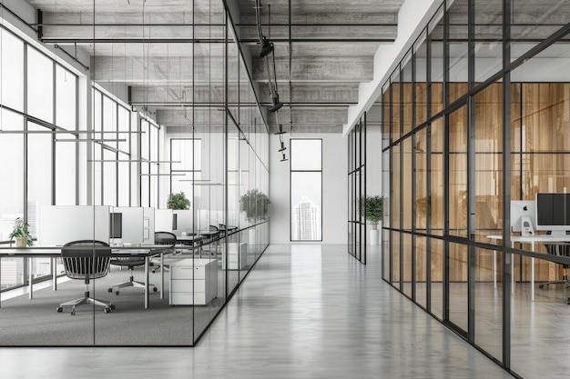 Modern Office Interior with Glass Walls