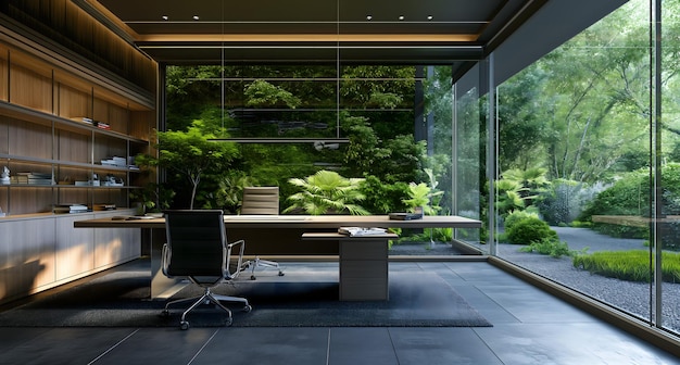 modern office interior with a lot of plants around