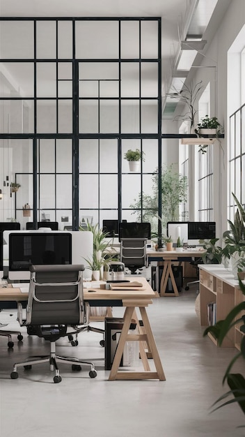 Modern Office Interior with Natural Elements