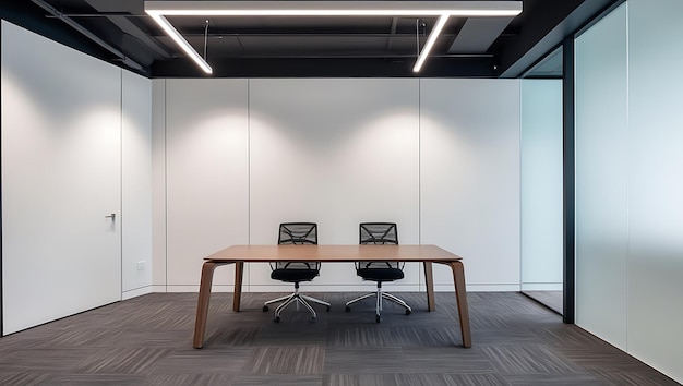 Modern office interior with white walls panoramic windows and daylight