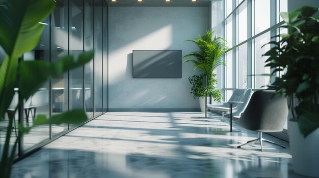 Modern Office Lobby With Large Windows and Natural Light