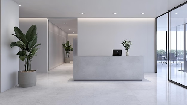 Photo modern office reception desk with minimalist design