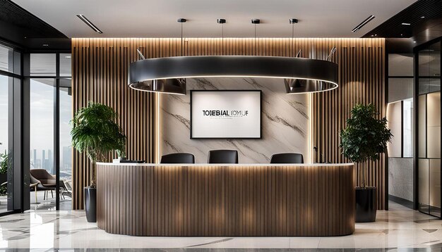 Modern office reception wall mockup