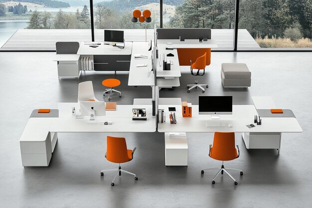 Photo modern office setup with functional furniture