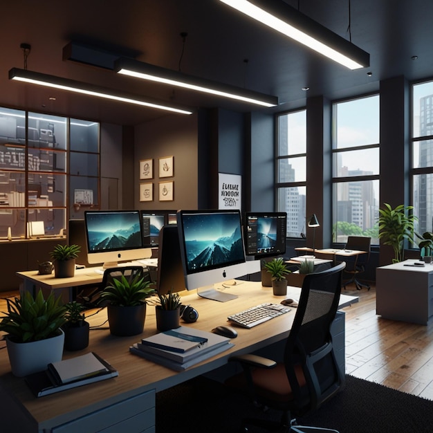 Modern office space with 6