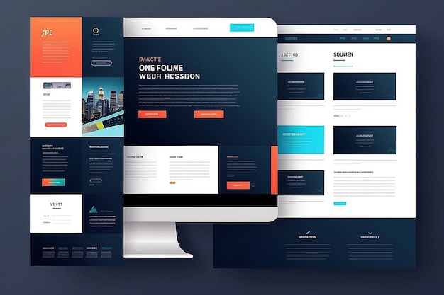 Modern One page Website template design vector