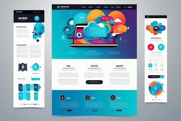 Modern One page Website template design vector