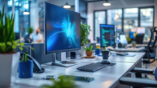 Modern OpenPlan Office with Desktop Computers