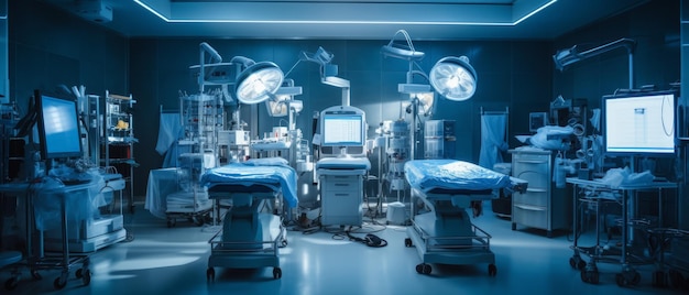 Modern operating room with modern medical equipment Generative AI