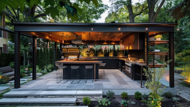 Photo modern outdoor kitchen design