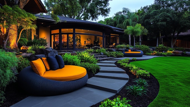 Modern Outdoor Living Space with Cozy Lounge Chairs